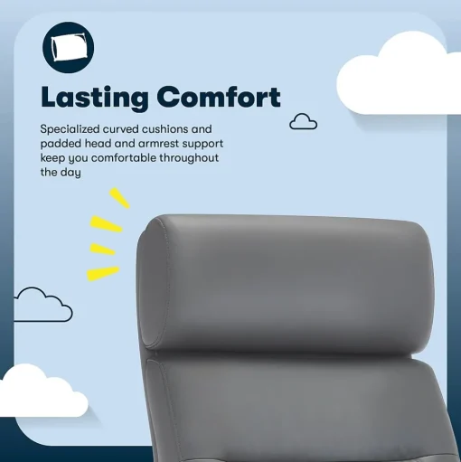 Serta Office Chairs<Comfort Ergonomic Bonded Leather Swivel Executive Chair, Gray (CHR10130C)