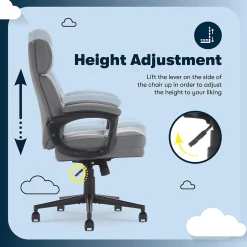 Serta Office Chairs<Comfort Ergonomic Bonded Leather Swivel Executive Chair, Gray (CHR10130C)