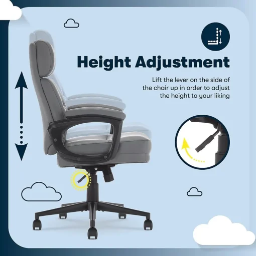 Serta Office Chairs<Comfort Ergonomic Bonded Leather Swivel Executive Chair, Gray (CHR10130C)