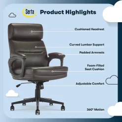Serta Office Chairs<Comfort Ergonomic Bonded Leather Swivel Executive Chair, Brown (CHR10130B)