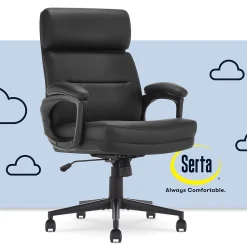 Serta Office Chairs<Comfort Ergonomic Bonded Leather Swivel Executive Chair, Black (CHR10130A)
