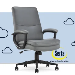 Serta Office Chairs<Comfort Modern Ergonomic Bonded Leather Swivel Executive Chair, Gray (CHR10132C)