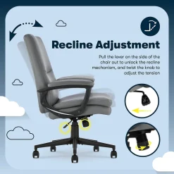 Serta Office Chairs<Comfort Modern Ergonomic Bonded Leather Swivel Executive Chair, Gray (CHR10132C)