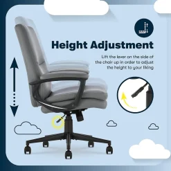 Serta Office Chairs<Comfort Modern Ergonomic Bonded Leather Swivel Executive Chair, Gray (CHR10132C)