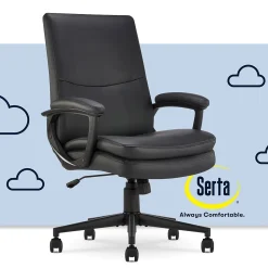 Serta Office Chairs<Comfort Modern Ergonomic Bonded Leather Swivel Executive Chair, Black (CHR10132A)