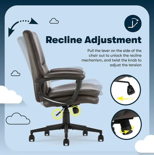 Serta Office Chairs<Comfort Modern Ergonomic Bonded Leather Swivel Executive Chair, Brown (CHR10132B)