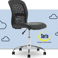 Serta Ergonomic Chairs<Essentials Armless Ergonomic Bonded Leather/Mesh Swivel Task Chair, (48740)