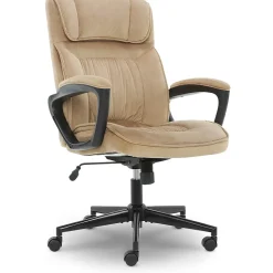 Serta Office Chairs<Executive Office Chair, Microfiber, Light Beige, Seat Size: 20.75''W x 19.5"D, Back Size: 20.25"W x 26.50"H (CHR200002)