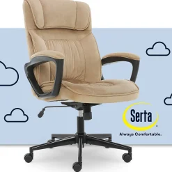 Serta Office Chairs<Executive Office Chair, Microfiber, Light Beige, Seat Size: 20.75''W x 19.5"D, Back Size: 20.25"W x 26.50"H (CHR200002)