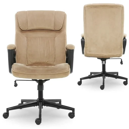 Serta Office Chairs<Executive Office Chair, Microfiber, Light Beige, Seat Size: 20.75''W x 19.5"D, Back Size: 20.25"W x 26.50"H (CHR200002)