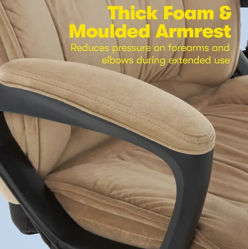 Serta Office Chairs<Executive Office Chair, Microfiber, Light Beige, Seat Size: 20.75''W x 19.5"D, Back Size: 20.25"W x 26.50"H (CHR200002)