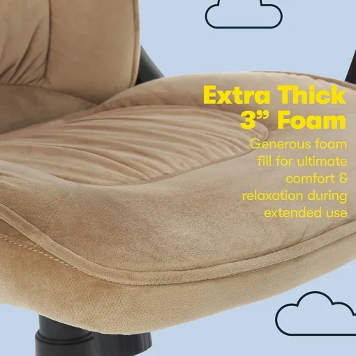 Serta Office Chairs<Executive Office Chair, Microfiber, Light Beige, Seat Size: 20.75''W x 19.5"D, Back Size: 20.25"W x 26.50"H (CHR200002)