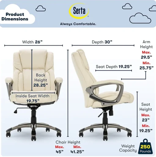 Serta Ergonomic Chairs<Garret Ergonomic Bonded Leather Swivel Executive Chair, (CH200112)