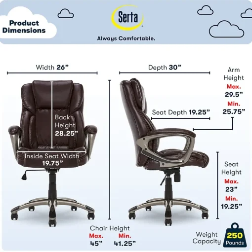 Serta Ergonomic Chairs<Garret Ergonomic Bonded Leather Swivel Executive Chair, (CHR200090)