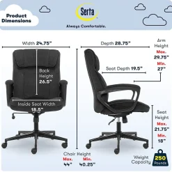 Serta Ergonomic Chairs<Hannah I Ergonomic Microfiber Swivel Executive Chair, (43670D)
