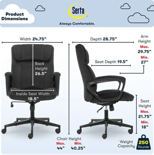 Serta Ergonomic Chairs<Hannah I Ergonomic Microfiber Swivel Executive Chair, (43670D)