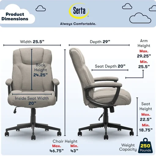 Serta Ergonomic Chairs<Hannah II Fabric Executive Chair, (43672D)