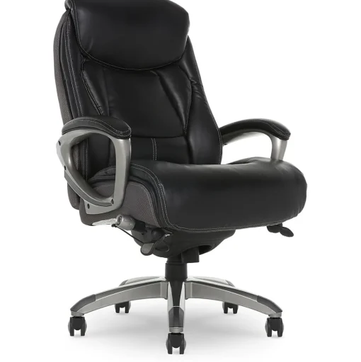 Serta Office Chairs<Launtner Bonded Leather Executive Office Chair with Smart Layers Technology, Opportunity Gray/Black (44942A)