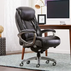 Serta Office Chairs<Launtner Bonded Leather Executive Office Chair with Smart Layers Technology, Opportunity Gray/Black (44942A)