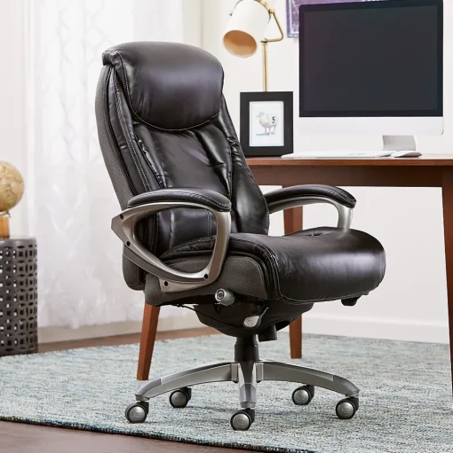 Serta Office Chairs<Launtner Bonded Leather Executive Office Chair with Smart Layers Technology, Opportunity Gray/Black (44942A)