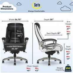 Serta Office Chairs<Lautner Ergonomic Bonded Leather Swivel Executive Chair, Black/Cream (44942)