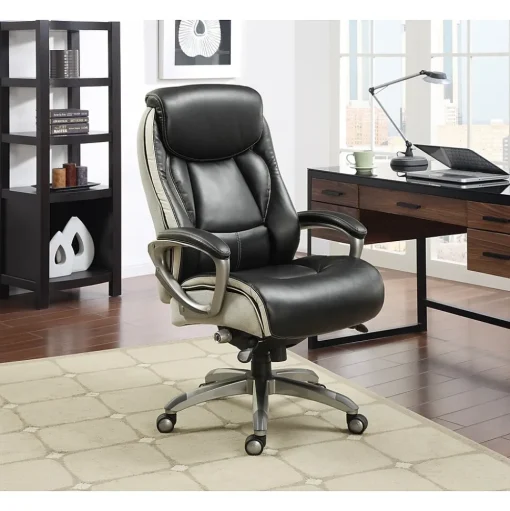 Serta Office Chairs<Lautner Ergonomic Bonded Leather Swivel Executive Chair, Black/Cream (44942)