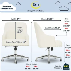 Serta Office Chairs<Leighton Fabric Home Office Chair, Ivory (48444)