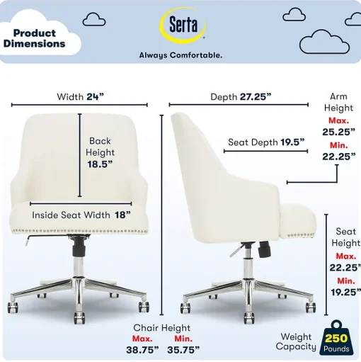 Serta Office Chairs<Leighton Fabric Home Office Chair, Ivory (48444)