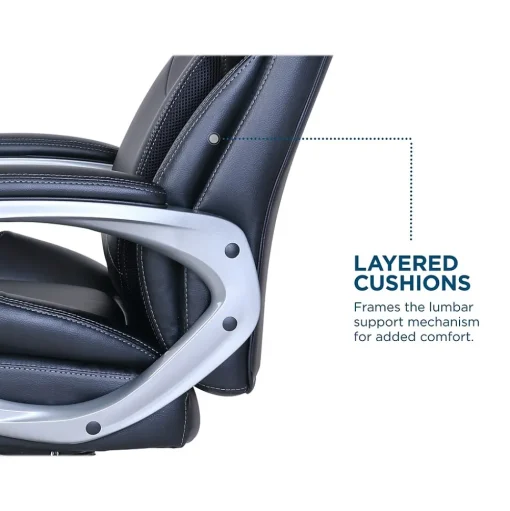 Serta Office Chairs<My Fit Ergonomic Bonded Leather Swivel Executive Chair, Black (CHR100014)