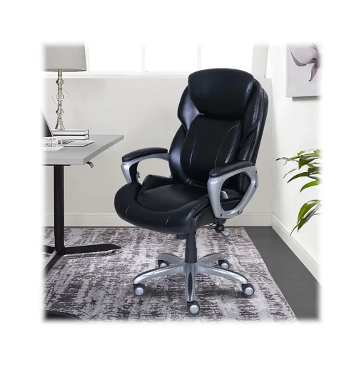 Serta Office Chairs<My Fit Ergonomic Bonded Leather Swivel Executive Chair, Black (CHR100014)