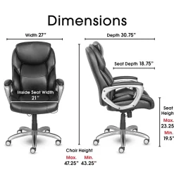 Serta Office Chairs<My Fit Ergonomic Bonded Leather Swivel Executive Chair, Black (CHR100015)