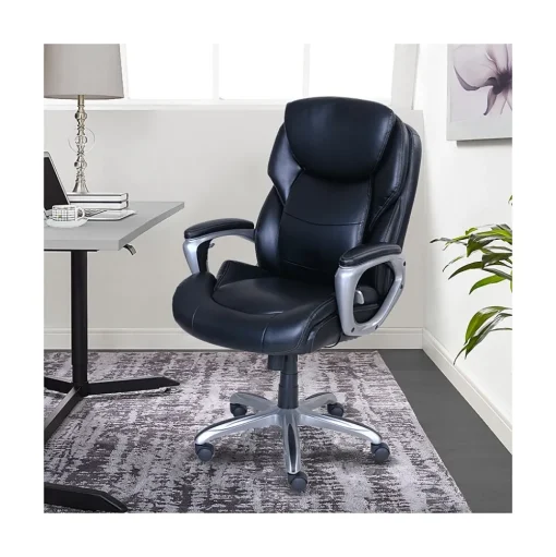 Serta Office Chairs<My Fit Ergonomic Bonded Leather Swivel Executive Chair, Black (CHR100015)