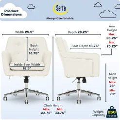 Serta Ergonomic Chairs<Style Ashland Fabric Swivel Computer and Desk Chair, (48372)
