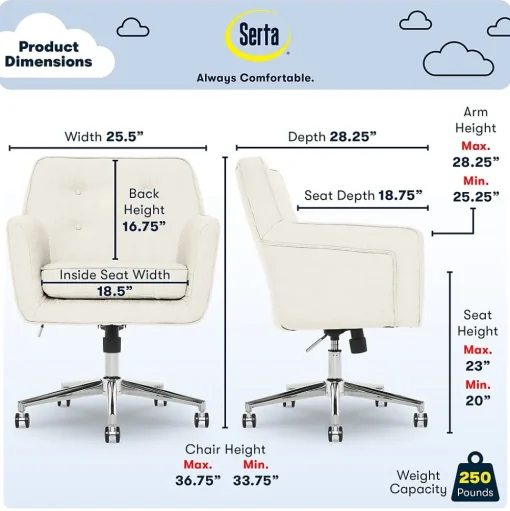 Serta Ergonomic Chairs<Style Ashland Fabric Swivel Computer and Desk Chair, (48372)