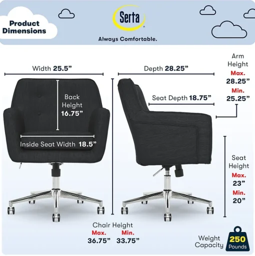 Serta Ergonomic Chairs<Style Ashland Fabric Swivel Computer and Desk Chair, (CHR100005)