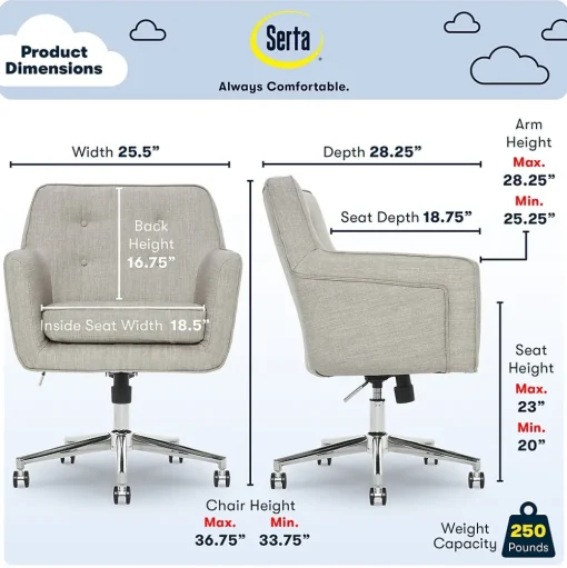 Serta Office Chairs<Style Ashland Fabric Swivel Computer and Desk Chair, (CHR100004)
