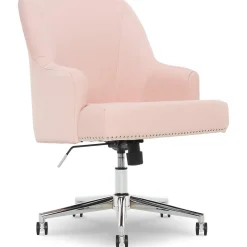Serta Office Chairs<Style Leighton Fabric Swivel Home Office Chair, Blush Pink (47925C)