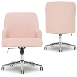 Serta Office Chairs<Style Leighton Fabric Swivel Home Office Chair, Blush Pink (47925C)