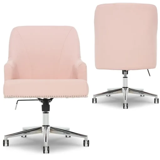 Serta Office Chairs<Style Leighton Fabric Swivel Home Office Chair, Blush Pink (47925C)