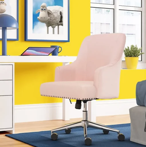 Serta Office Chairs<Style Leighton Fabric Swivel Home Office Chair, Blush Pink (47925C)