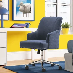 Serta Office Chairs<Style Leighton Fabric Fabric Swivel Computer and Desk Chair, Blue (47925A)