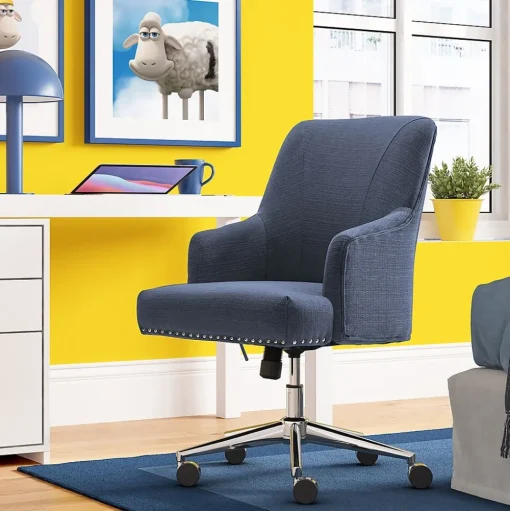 Serta Office Chairs<Style Leighton Fabric Fabric Swivel Computer and Desk Chair, Blue (47925A)