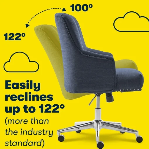 Serta Office Chairs<Style Leighton Fabric Fabric Swivel Computer and Desk Chair, Blue (47925A)
