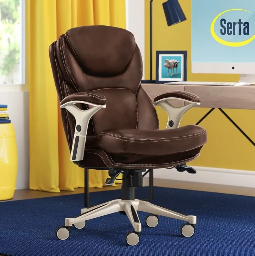 Serta Ergonomic Chairs<Works Ergonomic Faux Leather Swivel Executive Chair with Back in Motion Technology, (44186B)