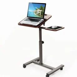 Seville Classics Standing Desks<Airlift 40"H Tilting Sit-Stand Computer Desk Cart with Mouse Pad Table, Walnut (WEB234)