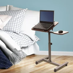 Seville Classics Standing Desks<Airlift 40"H Tilting Sit-Stand Computer Desk Cart with Mouse Pad Table, Walnut (WEB234)