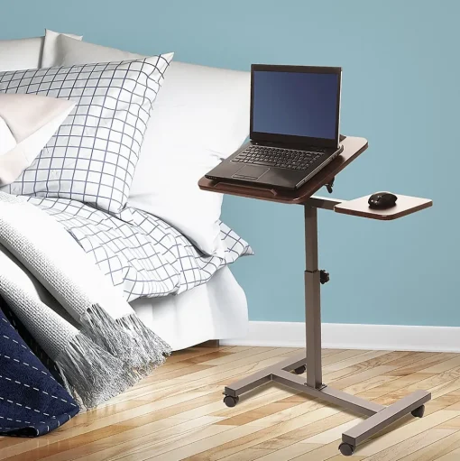 Seville Classics Standing Desks<Airlift 40"H Tilting Sit-Stand Computer Desk Cart with Mouse Pad Table, Walnut (WEB234)
