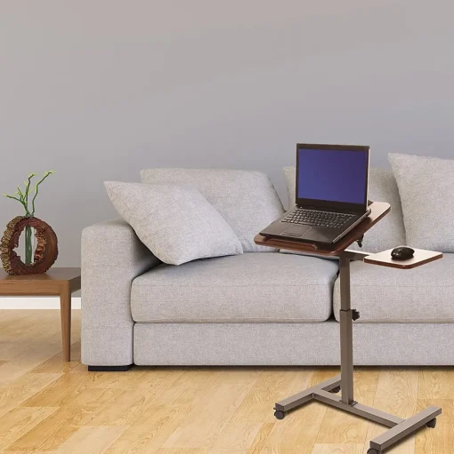 Seville Classics Standing Desks<Airlift 40"H Tilting Sit-Stand Computer Desk Cart with Mouse Pad Table, Walnut (WEB234)