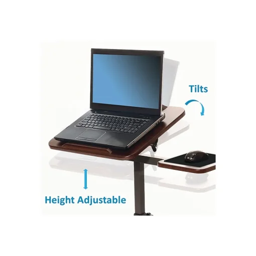 Seville Classics Standing Desks<Airlift 40"H Tilting Sit-Stand Computer Desk Cart with Mouse Pad Table, Walnut (WEB234)