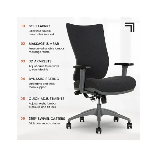 Sharper Image Office Chairs<Revive Shiatsu Ergonomic Mesh Swivel Massage Chair, Black (60097-BLK)